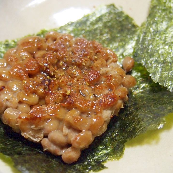 焼き納豆の海苔サンド